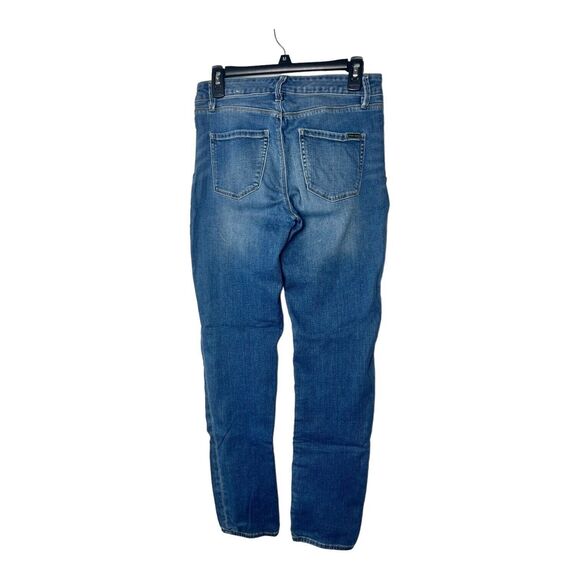 White House Black Market Women's Blue Solid Mid Rise Straight Jeans Size 4 - Picture 2 of 6